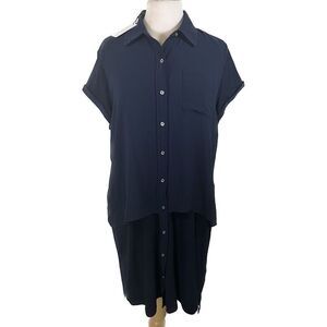 Calvin Klein Button-down Shift Tiered Dress sz L